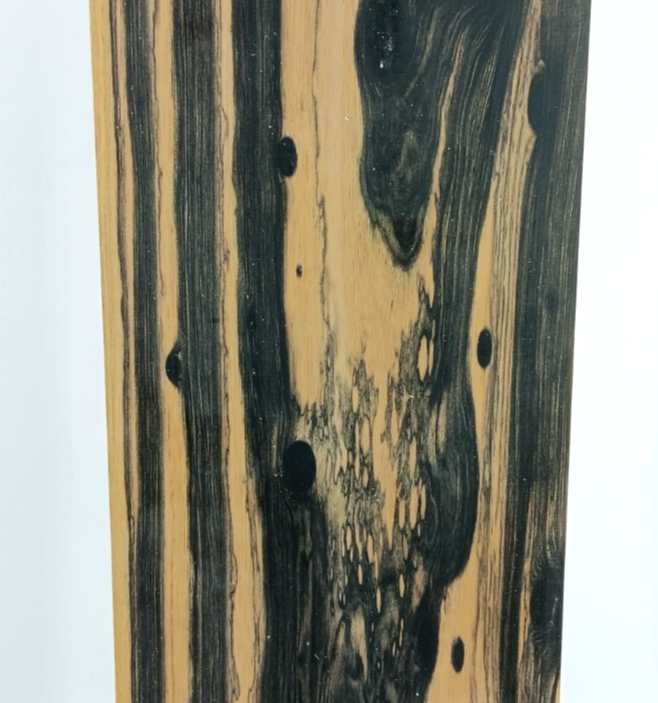 Black and White Ebony, Pale Moon, air-dried and waxed, 1" x 5 3/4" x 31 7/8"