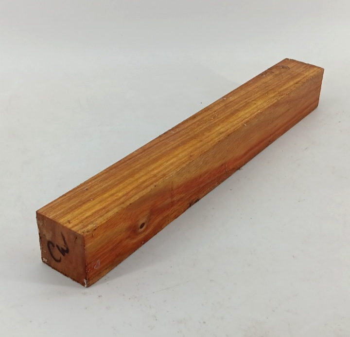 Canarywood turning blank, spindles, air-dried and waxed, 1 1/2" x 1 1/2" x 12"