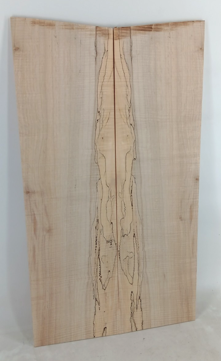 Curly Spalted Maple, Bookmatched Guitar Droptops, 2 pcs 1/4" x 7" x 25"