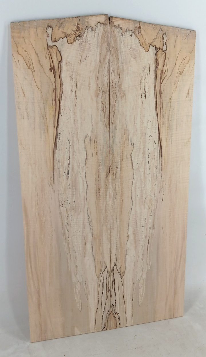 Curly Spalted Maple, Bookmatched Guitar Droptops, 2 pcs 1/4" x 7" x 25 1/2"