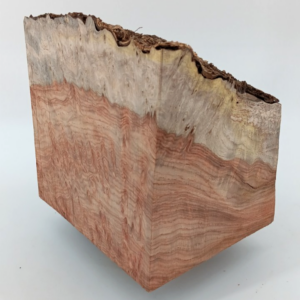 Amboyna Burl Block Pterocarpus 6" x 6" x 6 3/4" tapered with live-edge
