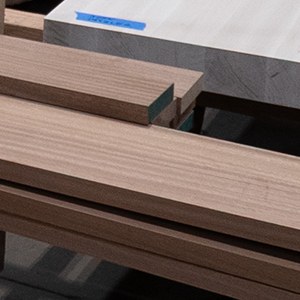 Freshly milled boards resting on a workbench