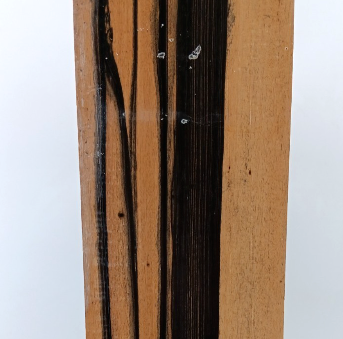 Black and White Ebony, Pale Moon, air-dried and waxed, 1 3/16" x 5 1/8" x 36"